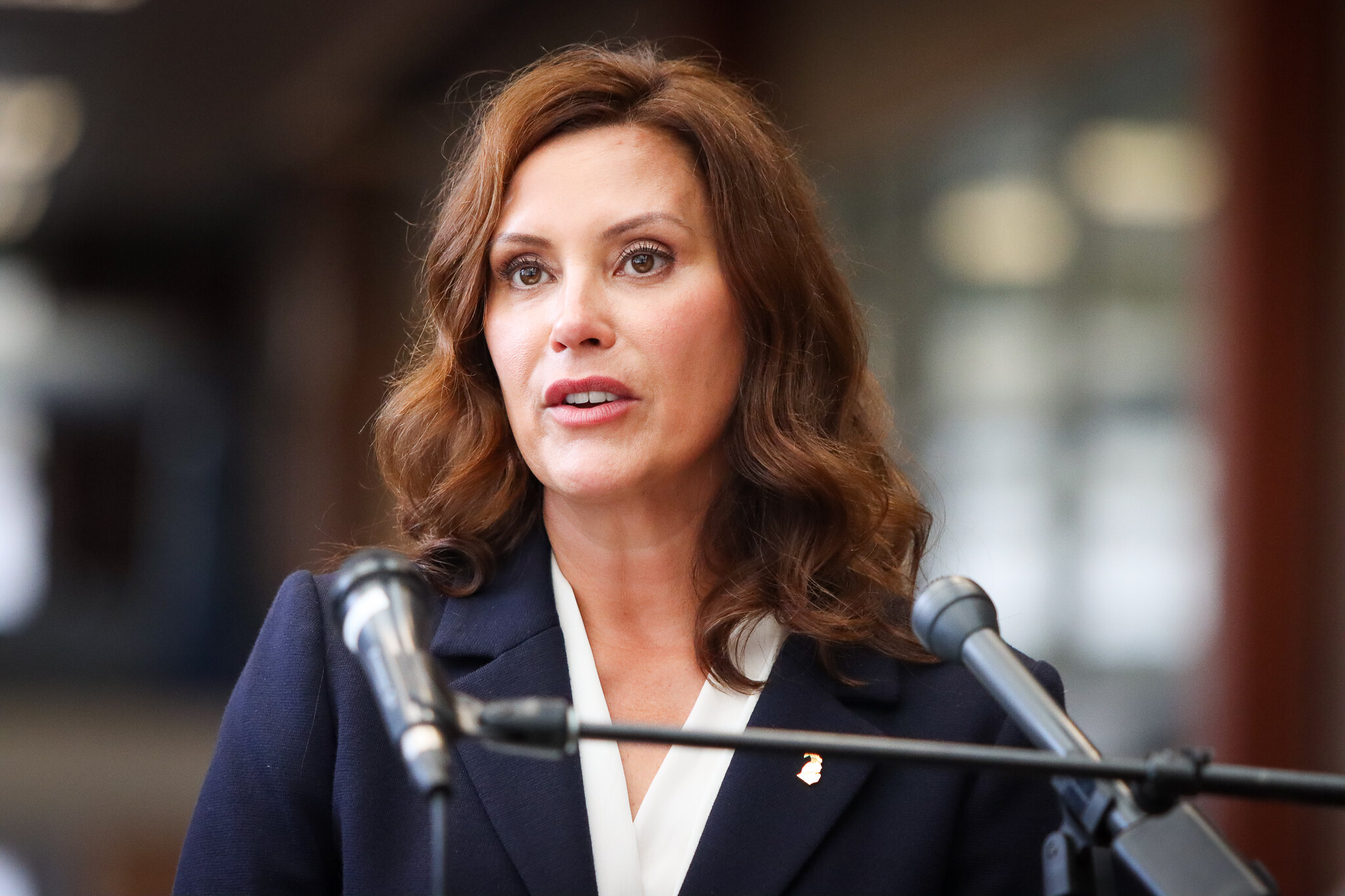 Gov. Gretchen Whitmer speaks at an event in 2021. 