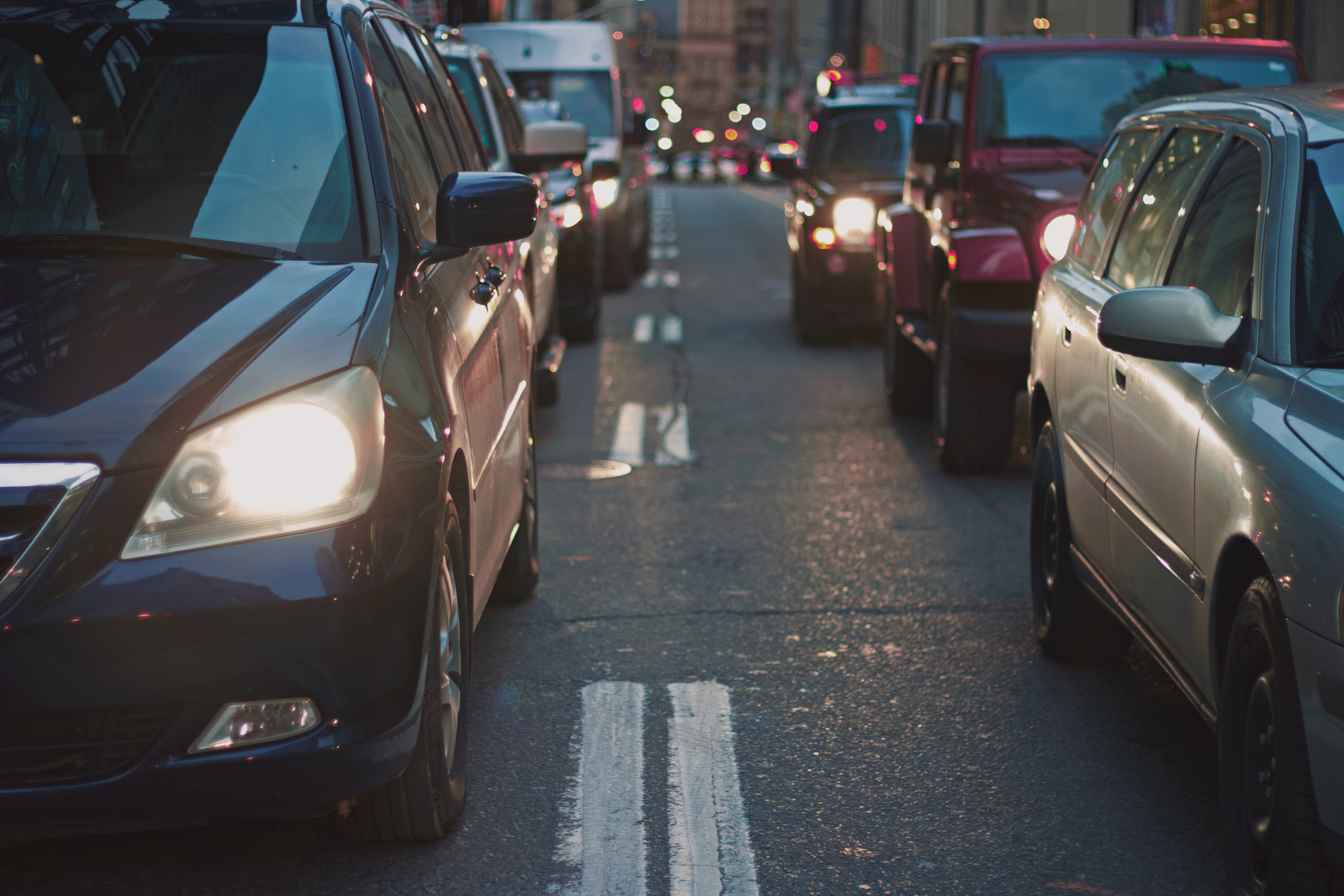 Cars sitting in traffic 