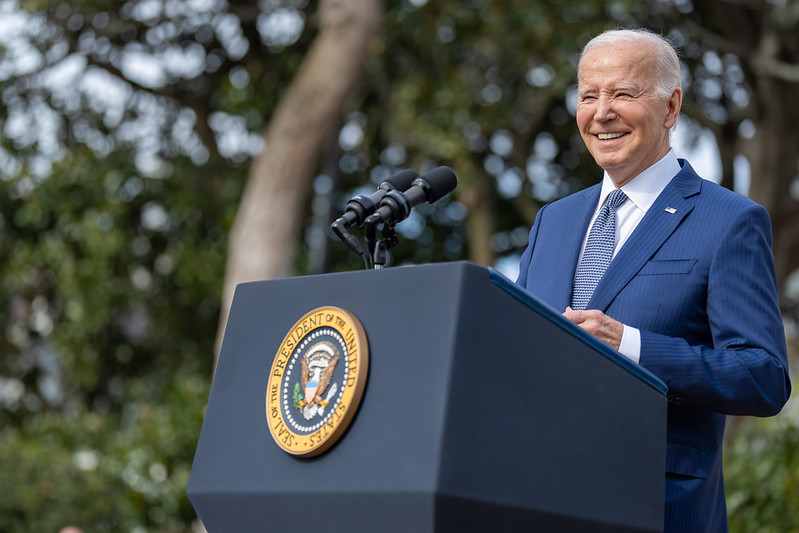 President Joe Biden delivers remarks on Monday, November 20, 2023, on the South Lawn of the White House. 