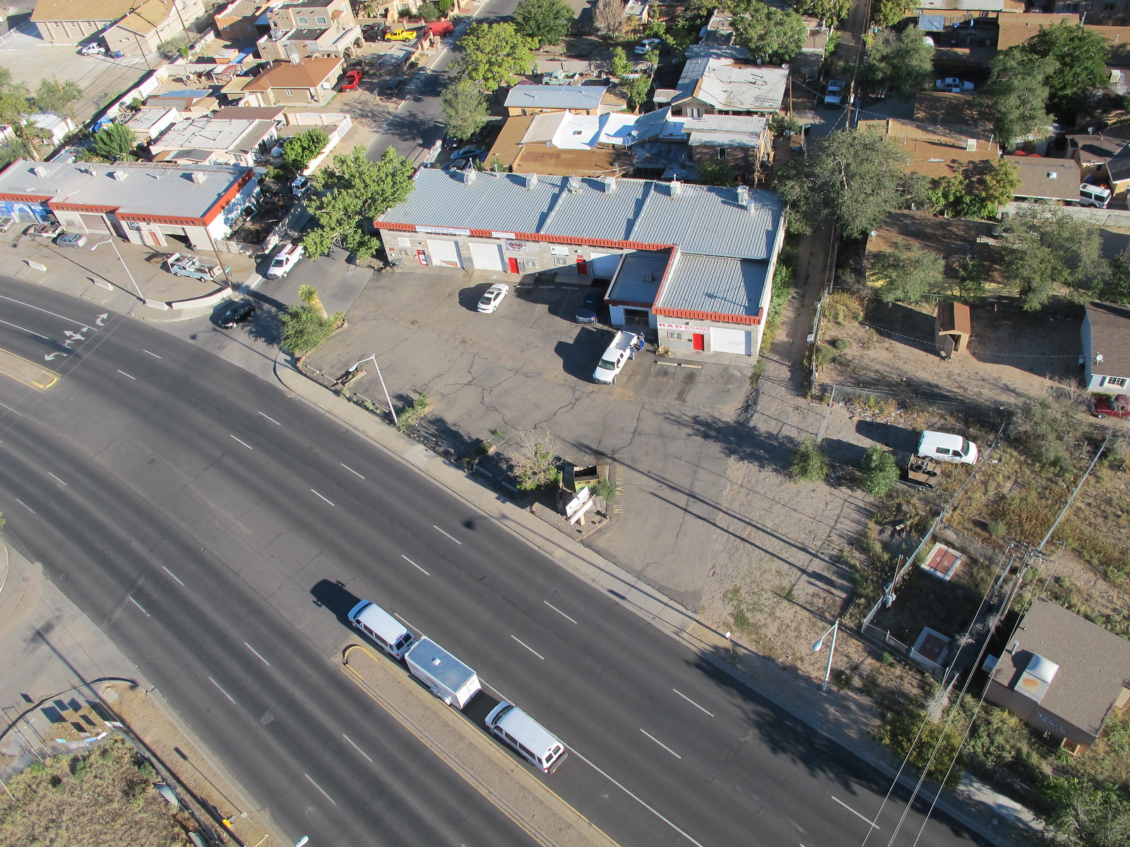 Aerial view of a neighborhood intersected by streets