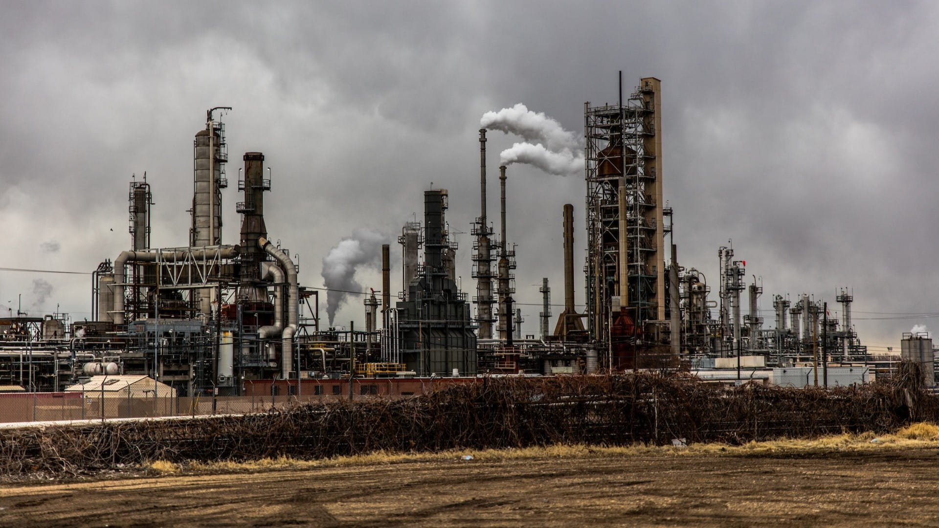 Petroleum mill on a gloomy day